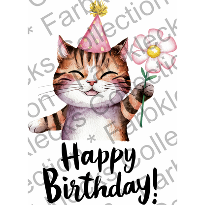 Motivtransfer 5698 Happy Birthday Katze