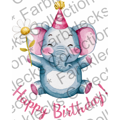 Motivtransfer 5700 Happy Birthday Elefant