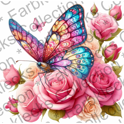 Motivtransfer 5930 Schmetterling mit Rosen