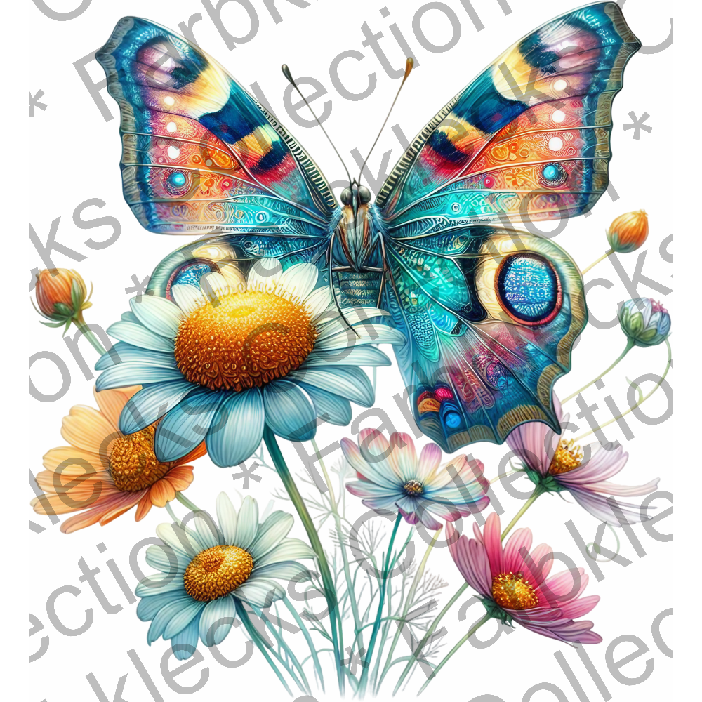 Motivtransfer 5935 Schmetterling mit Kamillenblüte