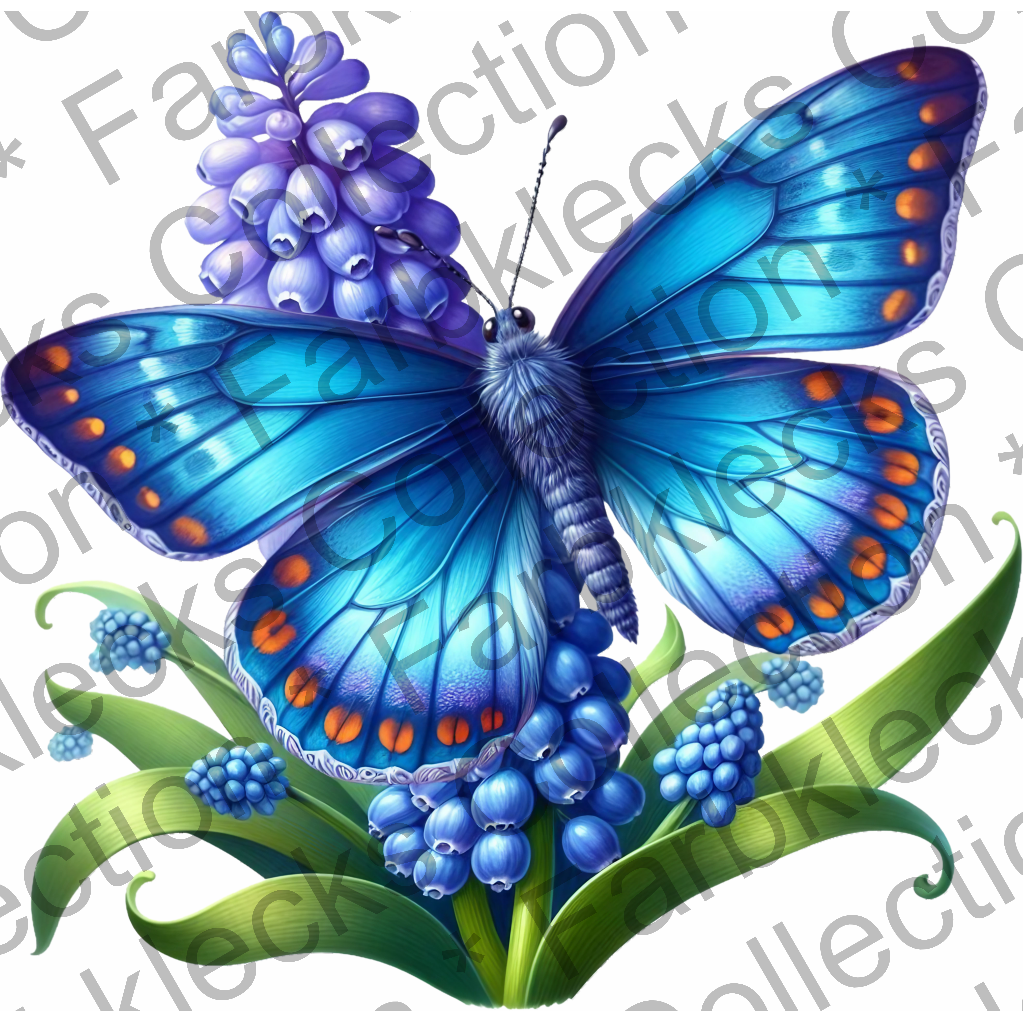 Motivtransfer 5937 Schmetterling mit blauer Blüte