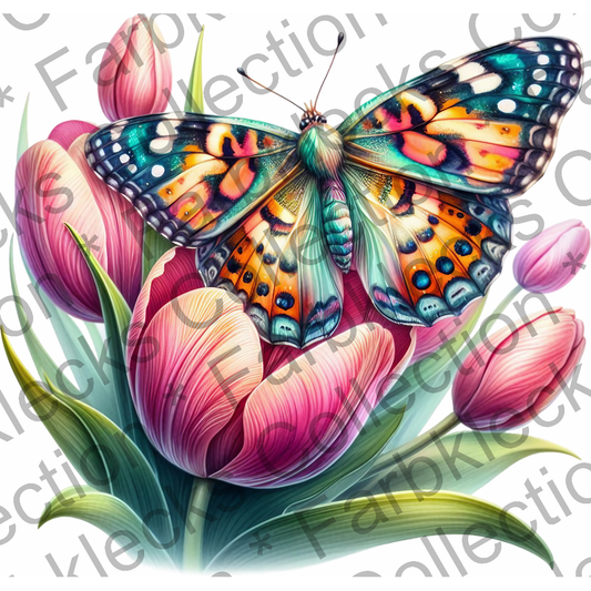 Motivtransfer 5943 Schmetterling mit Tulpe