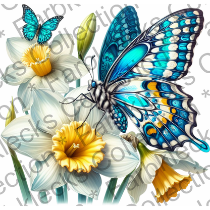 Motivtransfer 5948 Schmetterling mit weißer Blume