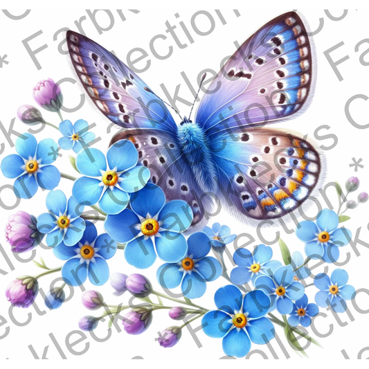 Motivtransfer 5949 Schmetterling mit blauen blüten