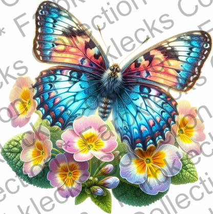 Motivtransfer 5950 Schmetterling mit bunten Blümchen