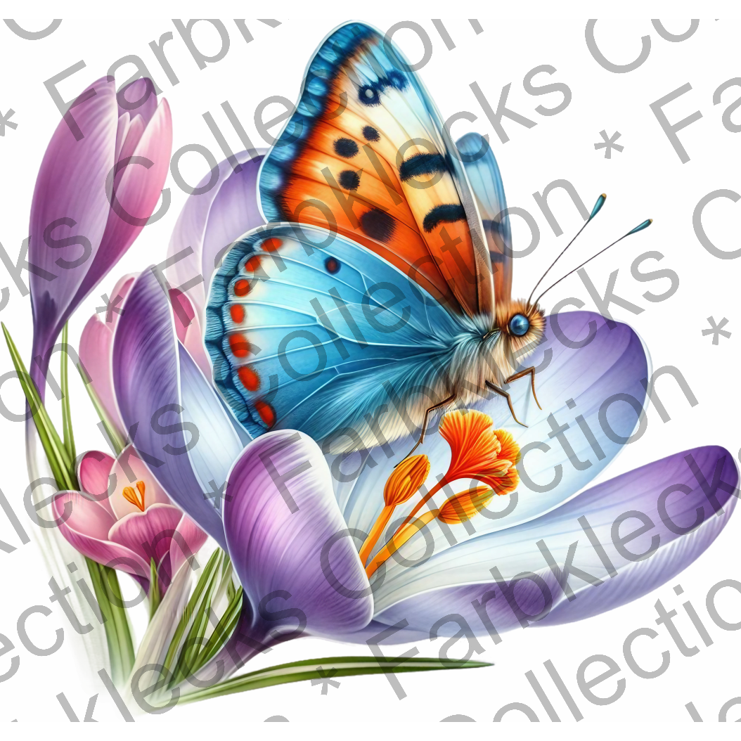 Motivtransfer 5951 Schmetterling mit Krokus