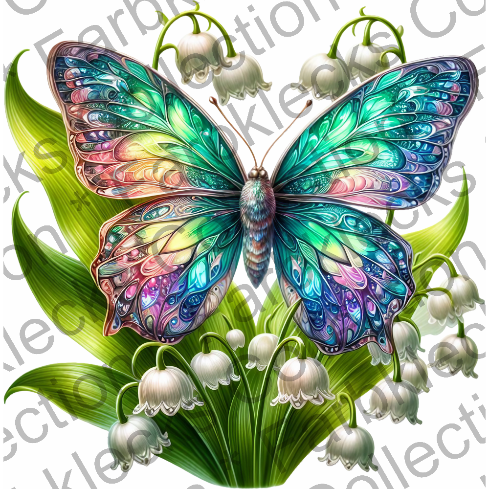 Motivtransfer 5954 Schmetterling mit Blumen