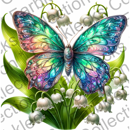 Motivtransfer 5954 Schmetterling mit Blumen