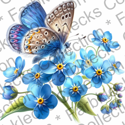 Motivtransfer 5966 Schmetterling mit blauer Blume