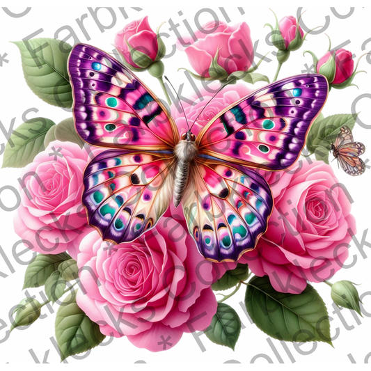 Motivtransfer 5968 Schmetterling mit rosa Rose