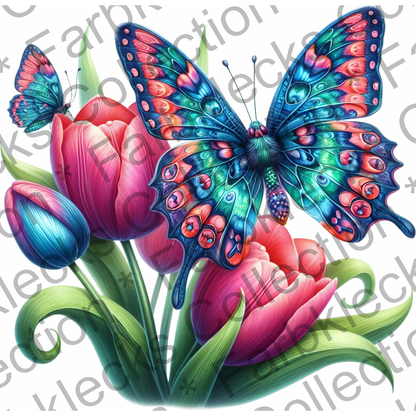 Motivtransfer 5972 Schmetterling mit Tulpe