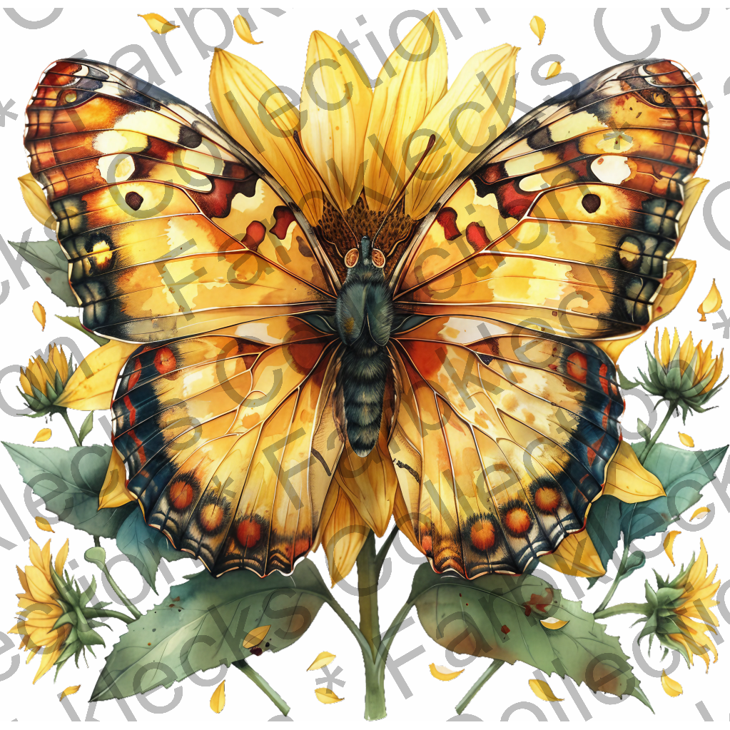 Motivtransfer 5979 Schmetterling mit Sonnenblume