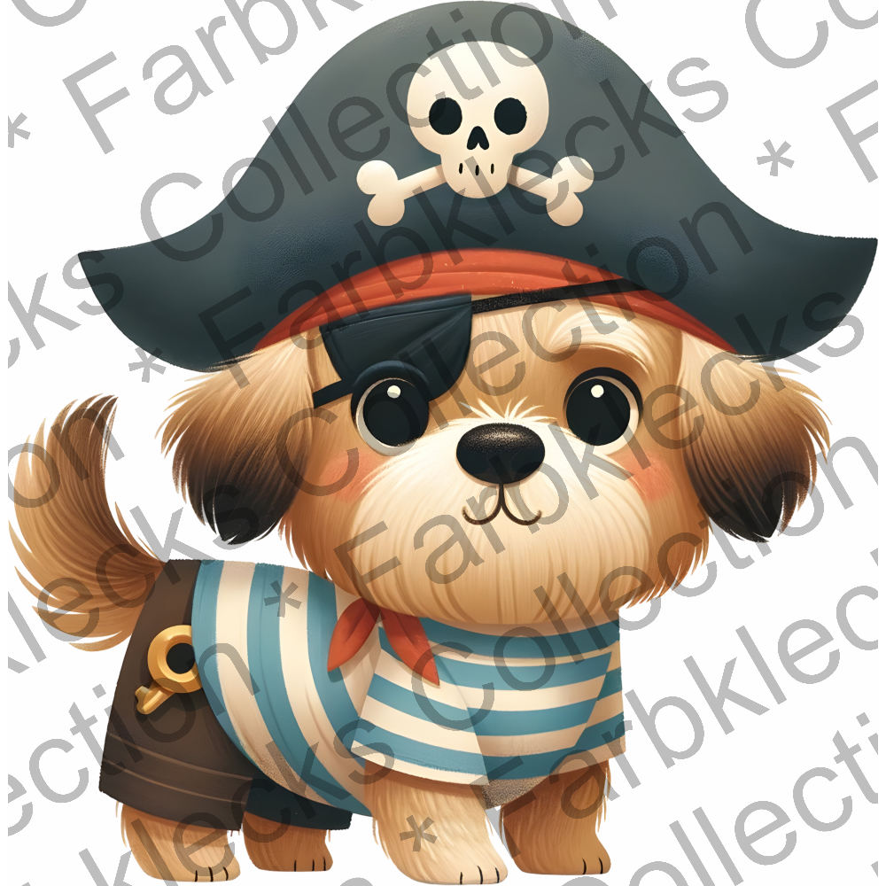 Motivtransfer 6154 Kleiner Piratenhund mit Augenklappe