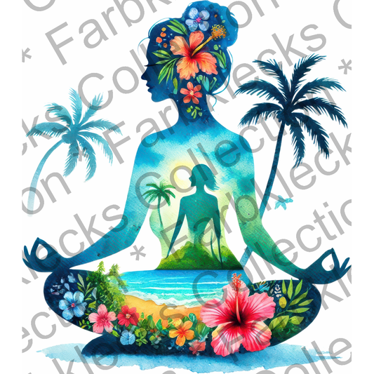 Motivtransfer 6326 Silhouette Yoga mit Blumen