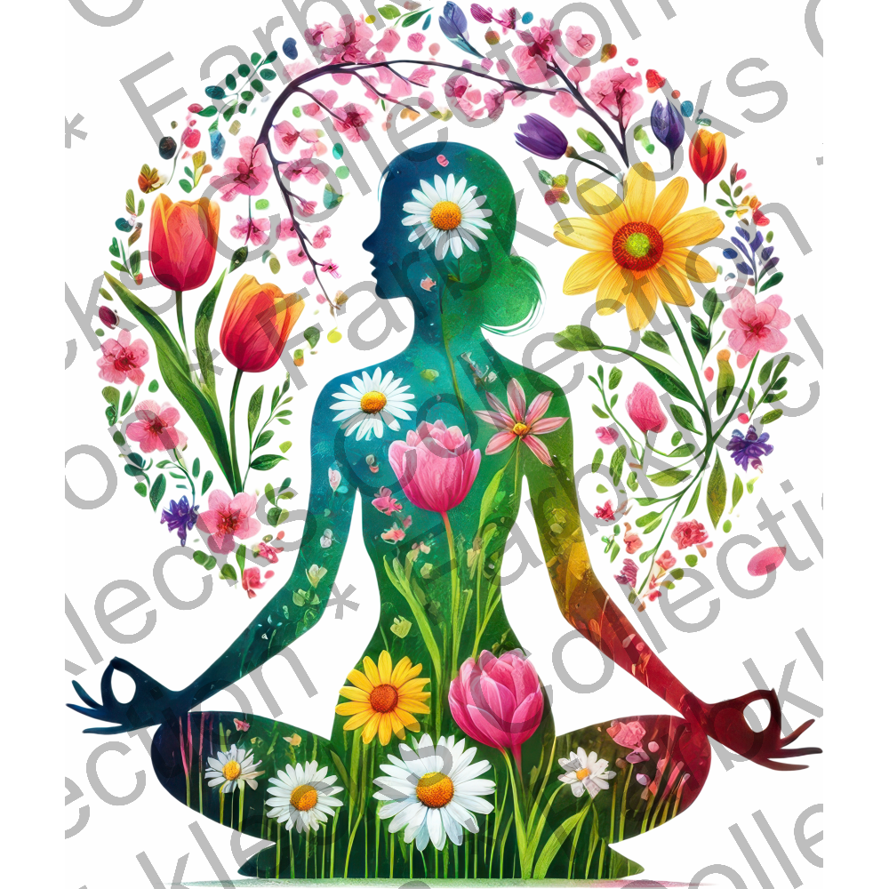 Motivtransfer 6327 Silhouette Yoga mit Blüten