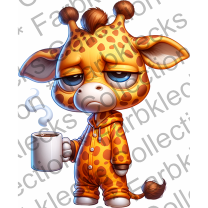 Motivtransfer 6365 Grummelige Giraffe mit Kaffee