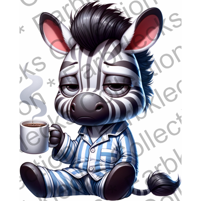 Motivtransfer 6376 Grummeliges Zebra mit Kaffee