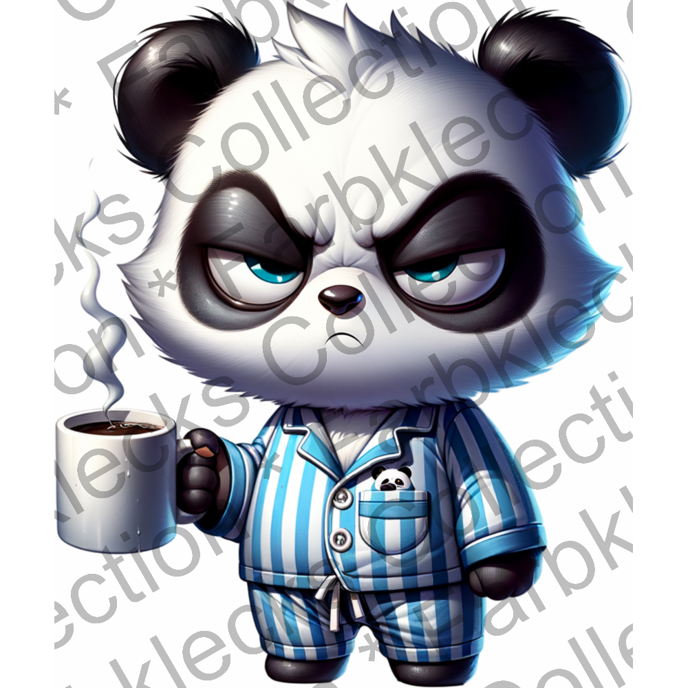 Motivtransfer 6377 Grummeliger Panda mit Kaffee