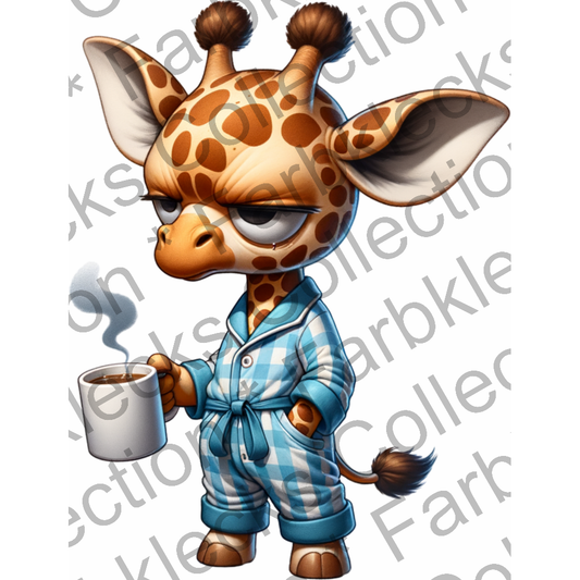 Motivtransfer 6389 Grummelige Giraffe mit Kaffee