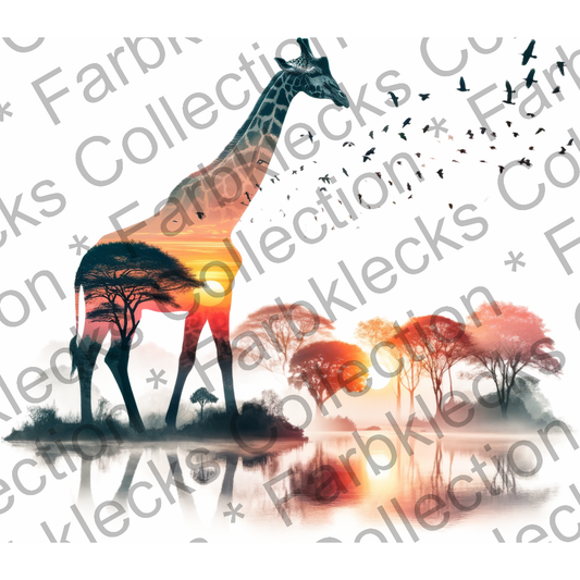 Motivtransfer 6567 Silhouette Giraffe mit Sawanne