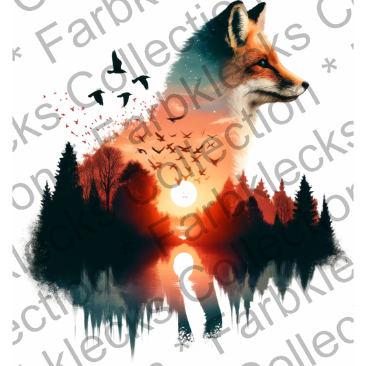 Motivtransfer 6568 Silhouette Fuchs mit Wald