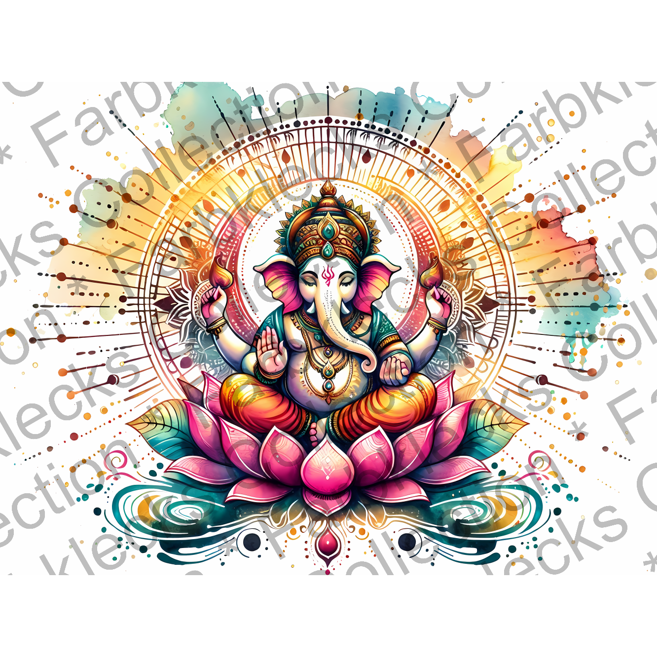 Motivtransfer 6599 Yoga Chakra Lotusblume mit Elefant