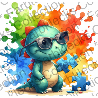 Motivtransfer 6814 Farbklecks mit Dino Puzzle