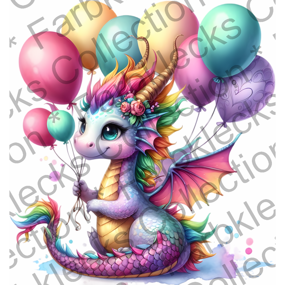 Motivtransfer 6948 Drache mit Lufballons