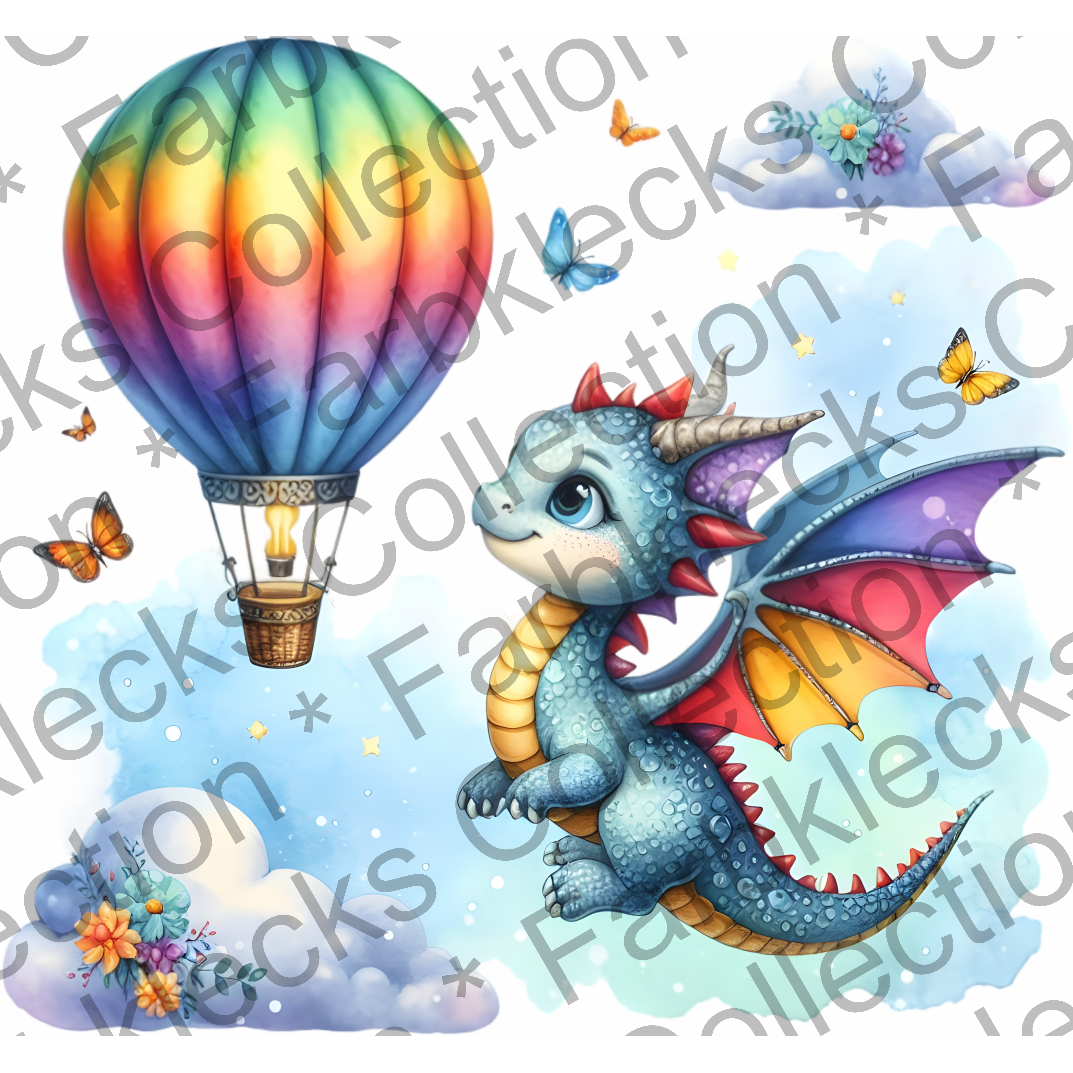 Motivtransfer 6982 Drache mit Heissluftballon