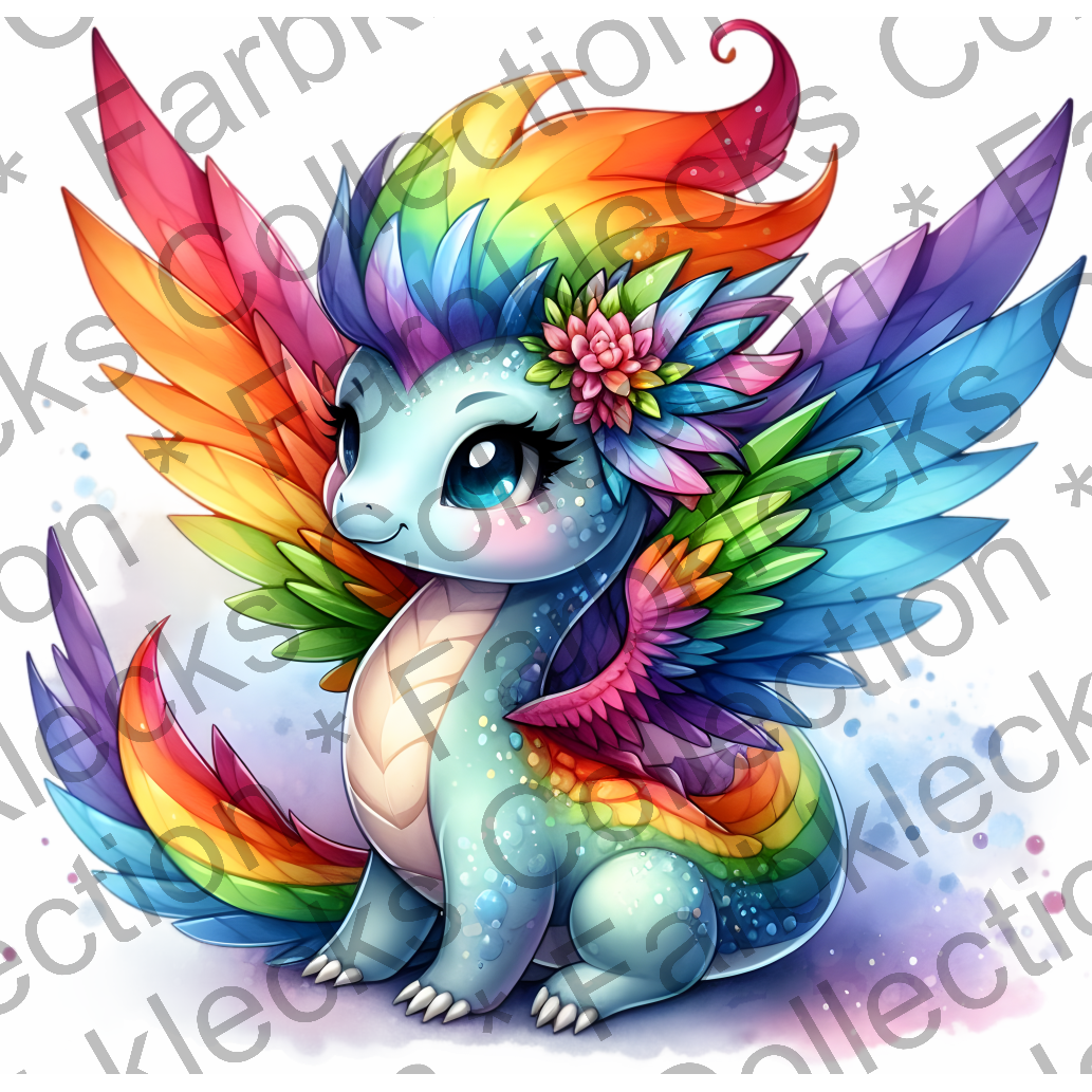 Motivtransfer 6992 Drache mit Regenbogenflügeln