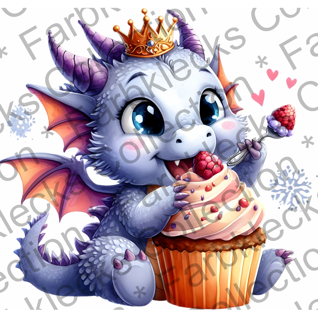 Motivtransfer 6994 Drache isst einen Cupcake