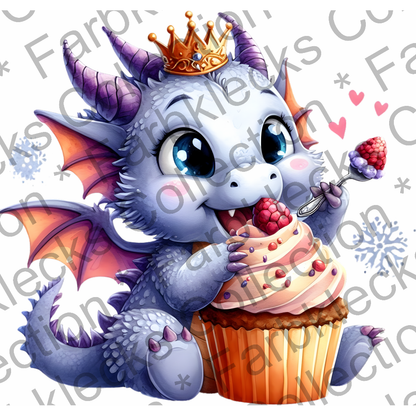 Motivtransfer 6994 Drache isst einen Cupcake