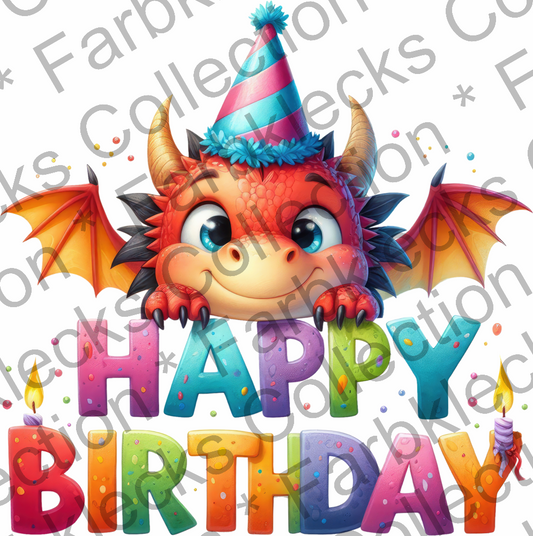 Motivtransfer 7367 Happy Birthday Drachen