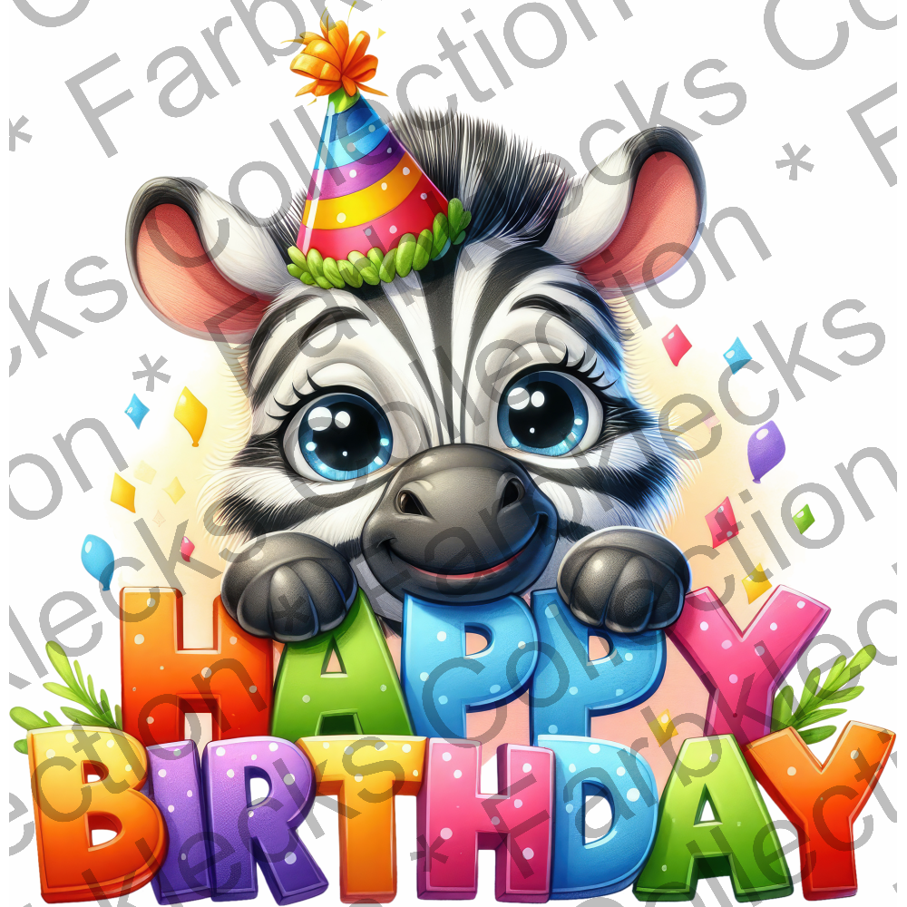 Motivtransfer 7368 Happy Birthday Zebra