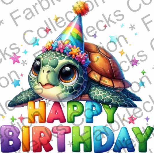 Motivtransfer 7370 Happy Birthday Schildkröte