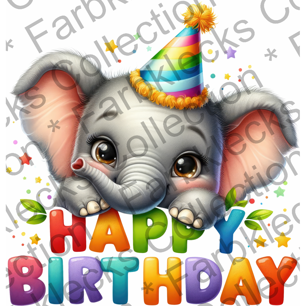 Motivtransfer 7379 Happy Birthday Elefant