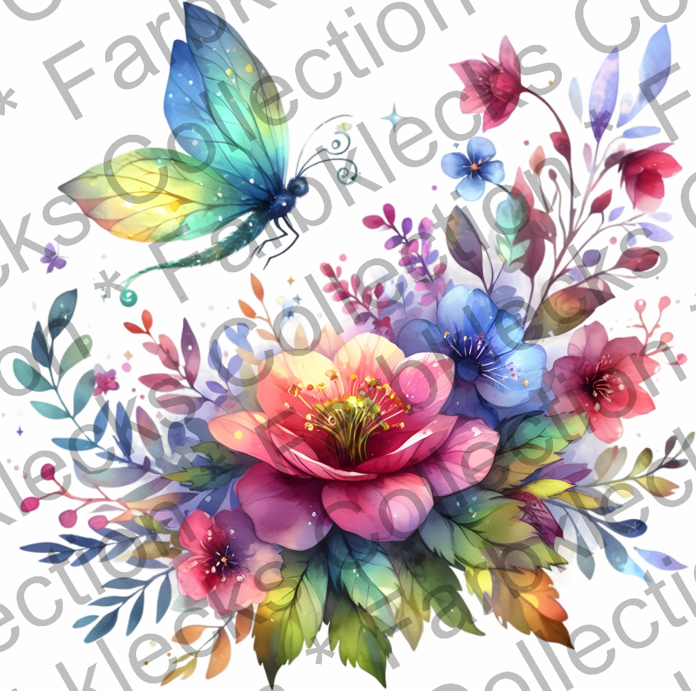 Motivtransfer 7543 Schmetterling mit Blumen