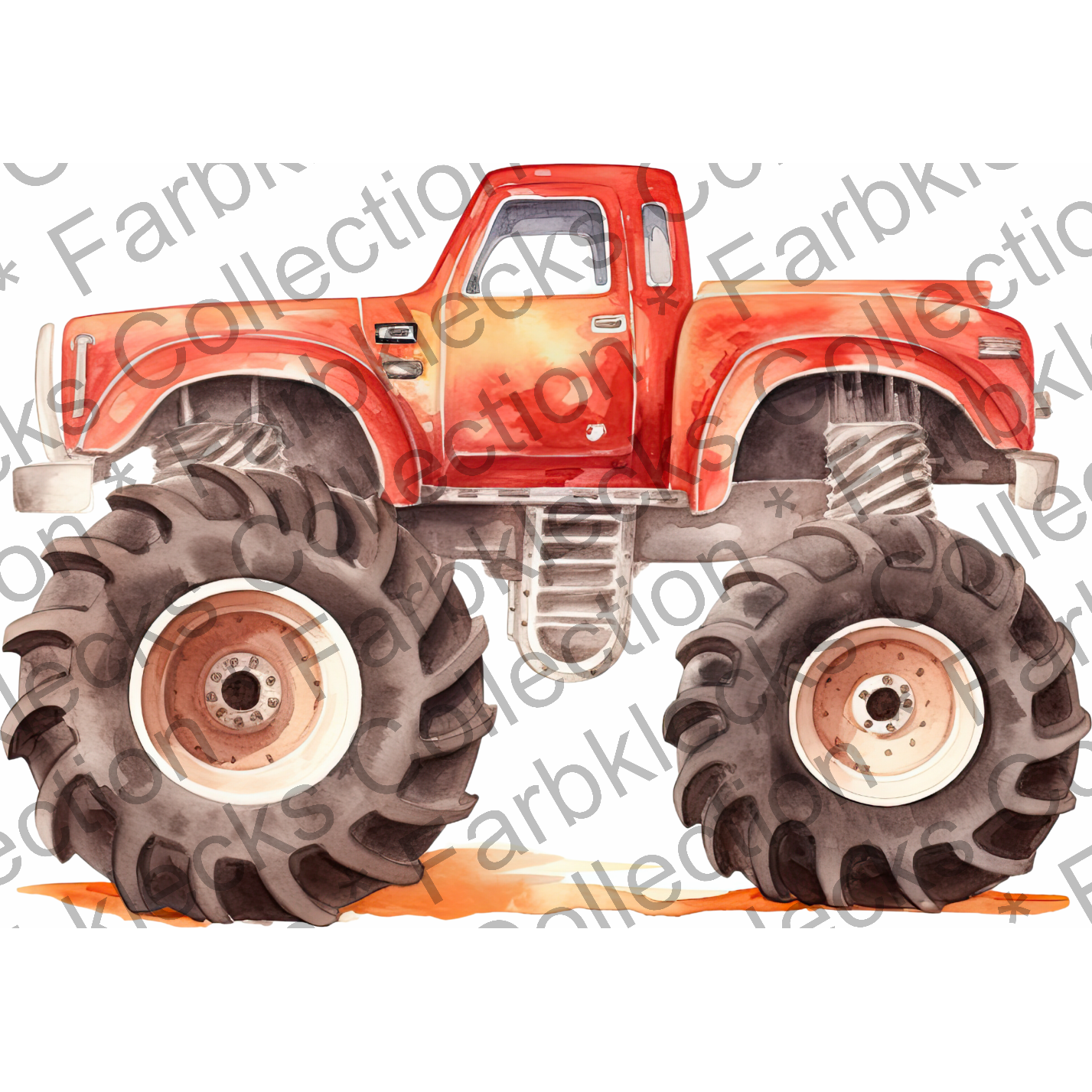 Motivtransfer 7603 Roter Monstertruck Watercolor