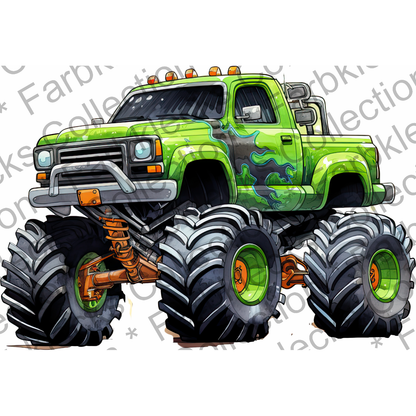 Motivtransfer 7606 Grüner Monstertruck Watercolor