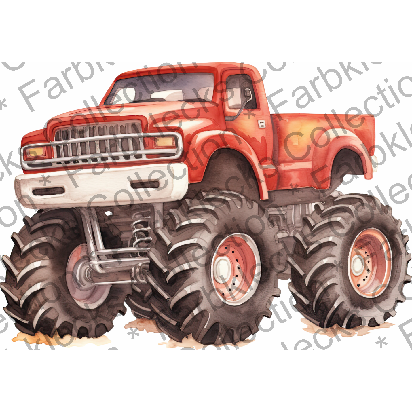 Motivtransfer 7607 Roter Monstertruck Watercolor