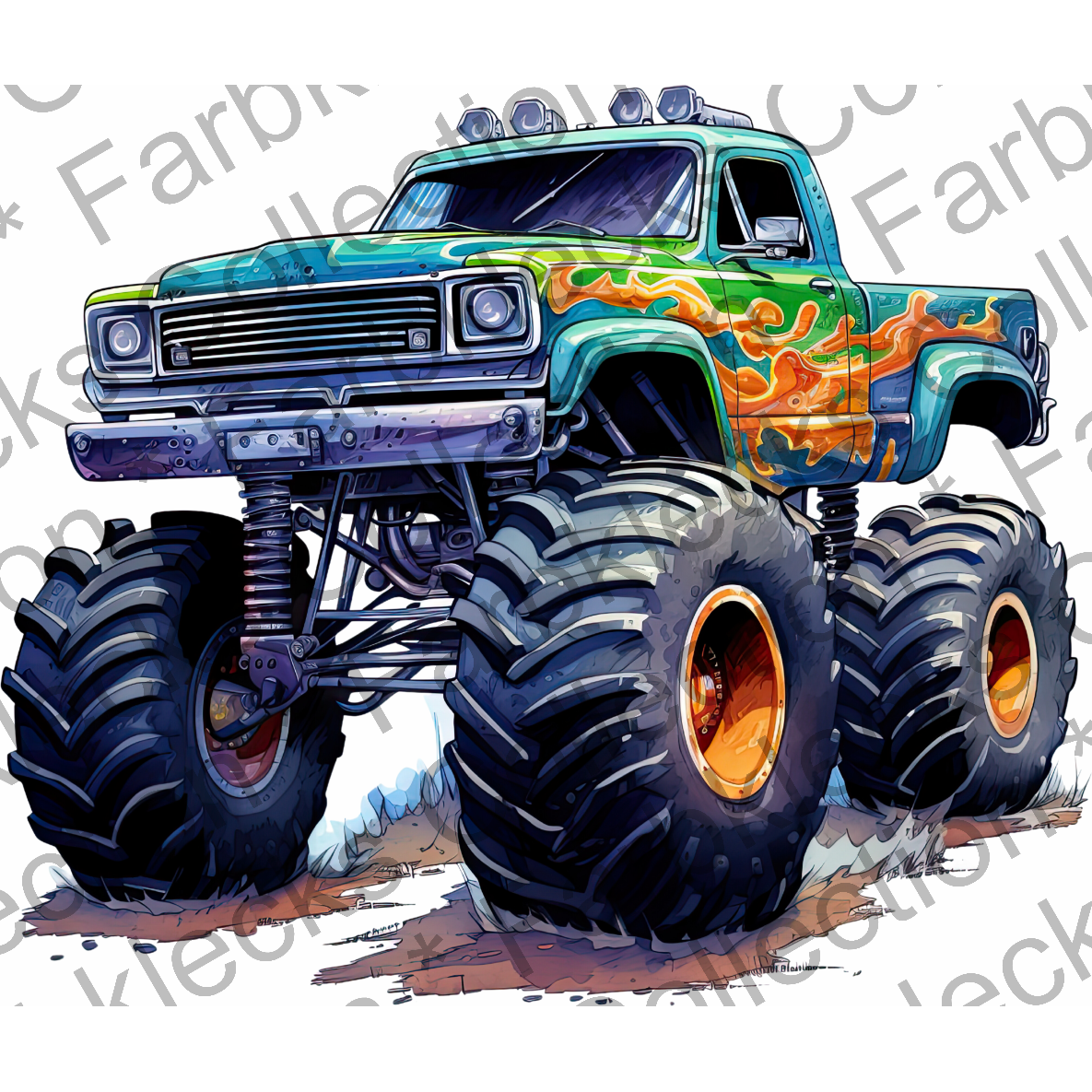 Motivtransfer 7608 Bunter Monstertruck Watercolor