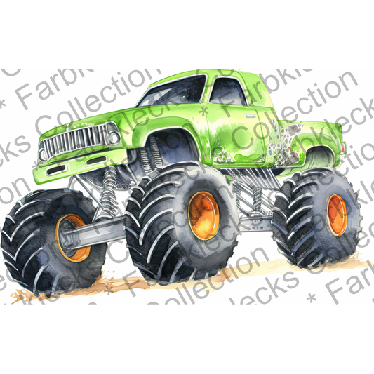 Motivtransfer 7614 Grüner Monstertruck Watercolor