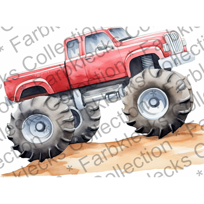 Motivtransfer 7617 Roter Monstertruck Watercolor