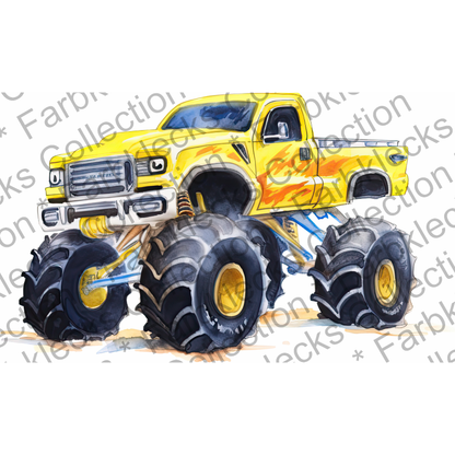 Motivtransfer 7618 Gelber Monstertruck Watercolor