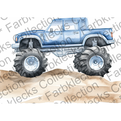 Motivtransfer 7619 Blauer Monstertruck Watercolor