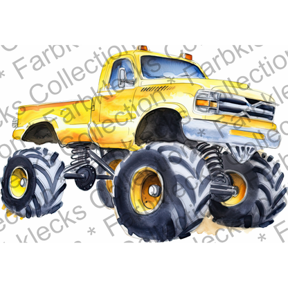 Motivtransfer 7620 Gelber Monstertruck Watercolor