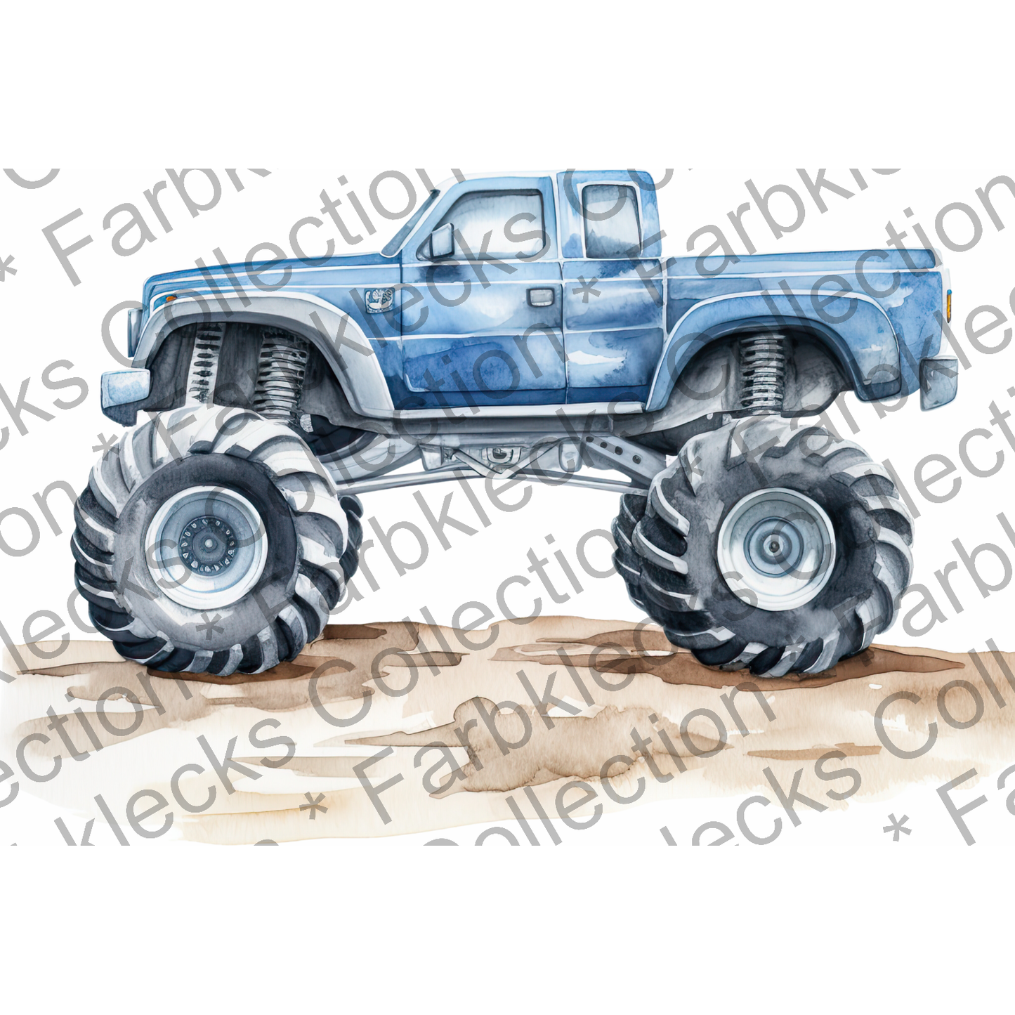 Motivtransfer 7621 Blauer Monstertruck Watercolor