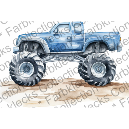 Motivtransfer 7621 Blauer Monstertruck Watercolor