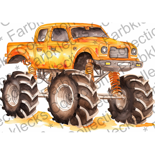 Motivtransfer 7622 Gelber Monstertruck Watercolor