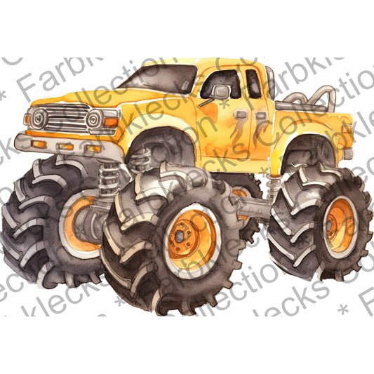 Motivtransfer 7623 Gelber Monstertruck Watercolor